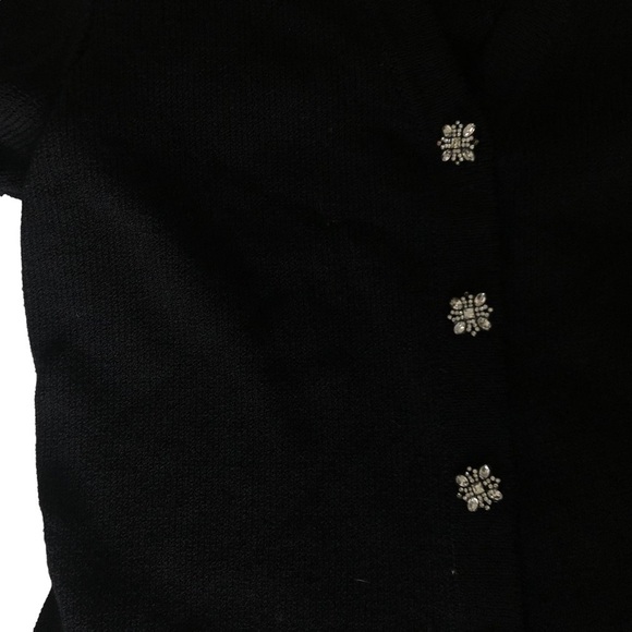 St. John Knit Black Cardigan Rhinestone buttons - Picture 6 of 8